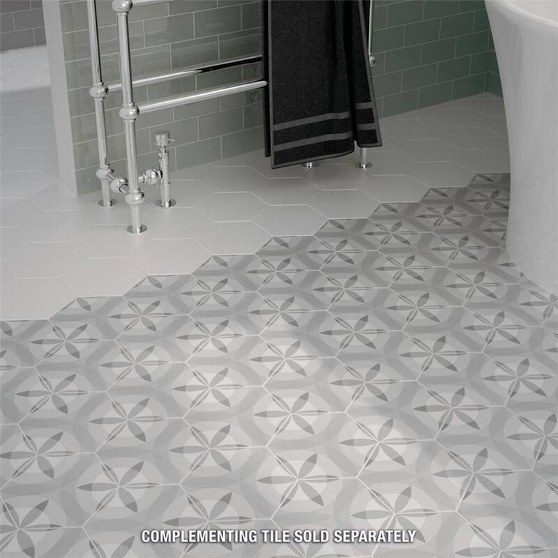 Merola Tile Hexatile Matte Nature Black & White 7" x 8" Porcelain Floor and Wall Tile