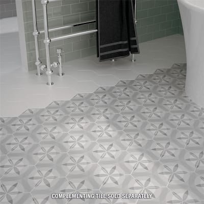 Merola Tile Hexatile Matte Nature Black & White 7" x 8" Porcelain Floor and Wall Tile