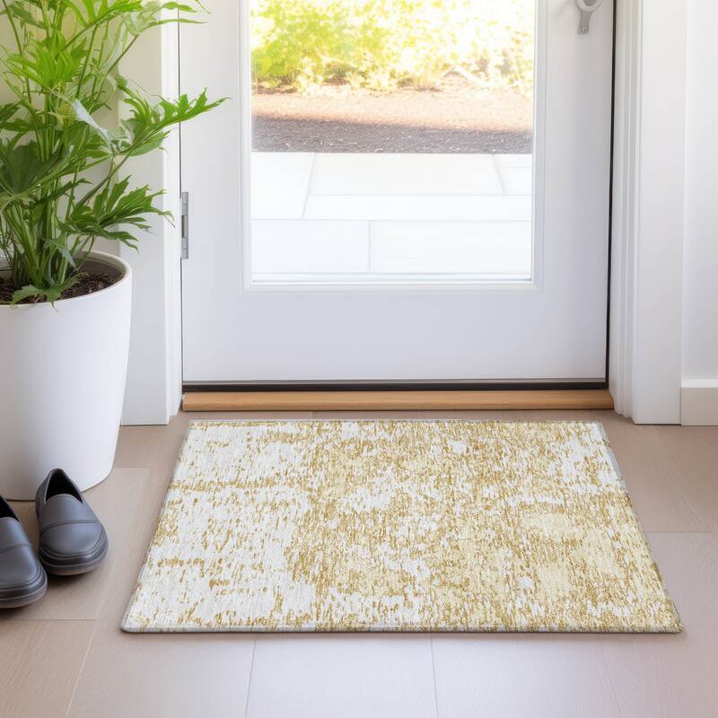 Machine Washable Indoor/ Outdoor Abstract Pixels Chantille Rug