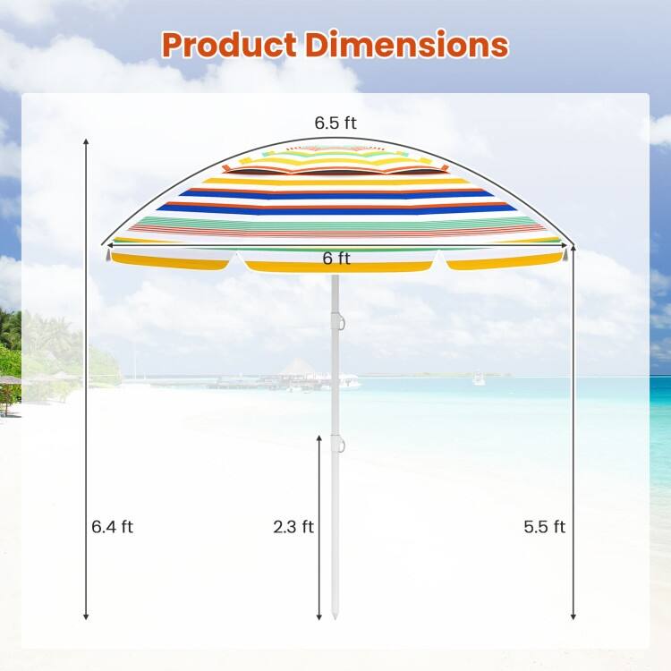 Multi-Color Polyester Metal Beach Umbrella with Tilt and Carry Bag