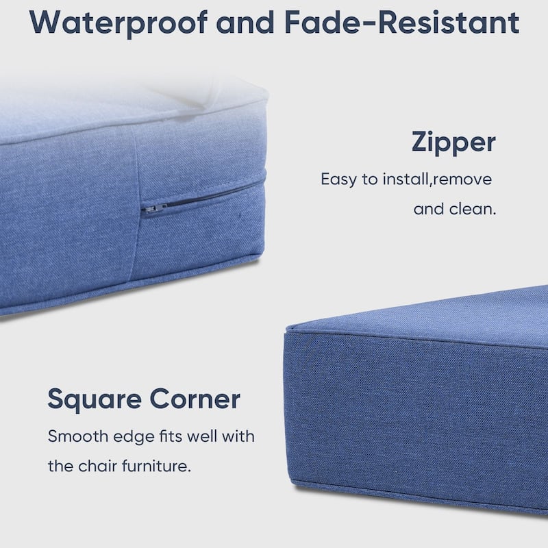 2 Pairs 6 Inch Seat & Back Cushion - Blue - 6 Inch