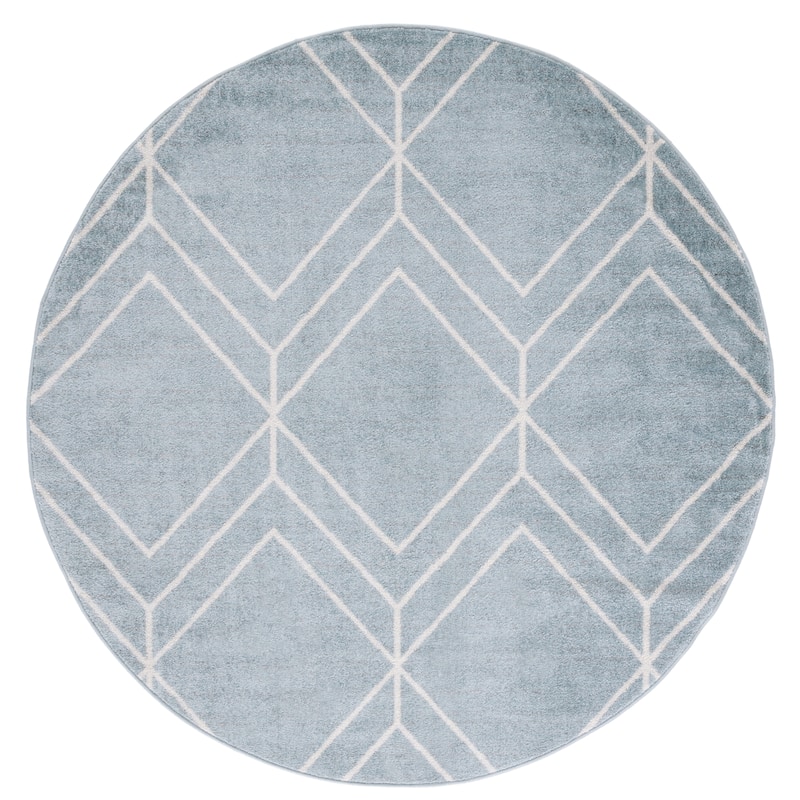 SAFAVIEH Adirondack Juvelina Modern Geometric Rug - 6' Round - Blue/Ivory