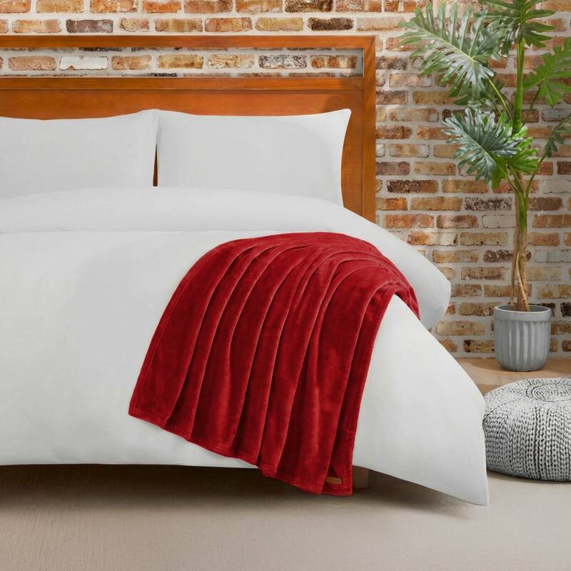 Lucky Brand Solid Plush Throw Blankets