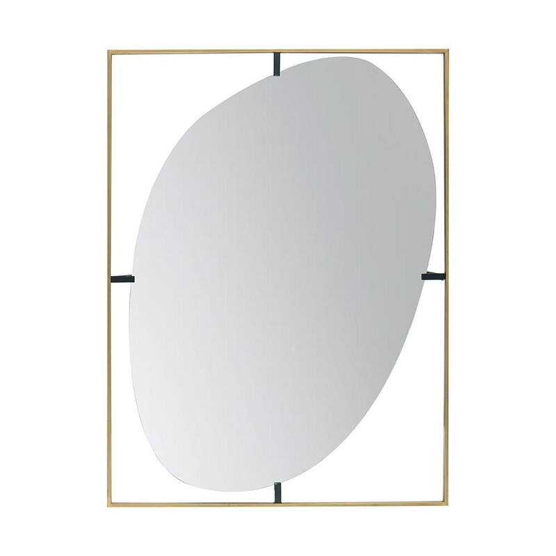 HomeRoots 40" Gold Iron Framed Accent Mirror - 29.9' X '40.2' X '0.8