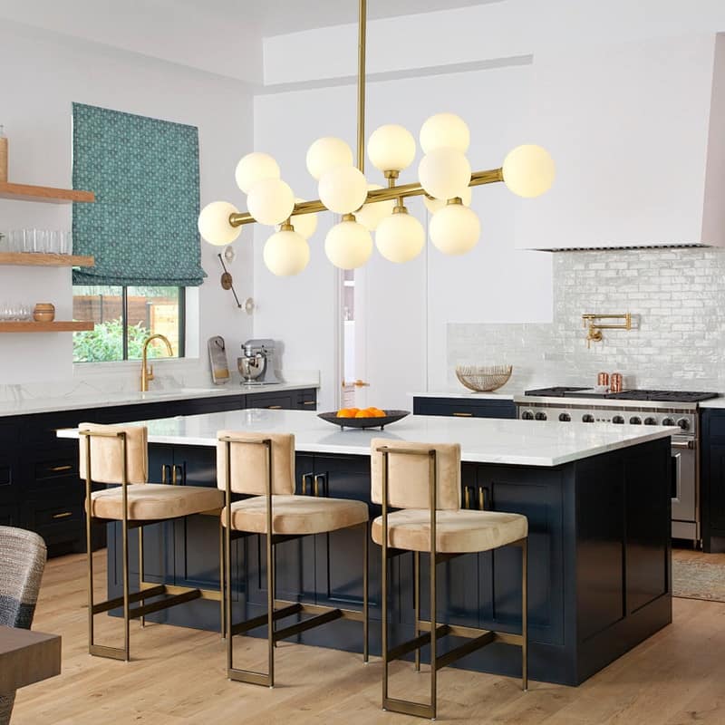 Mid Century Sputnik Chandelier Modern Pendant Light for Dining Room - Gold - 37.4x11.22x46.65in
