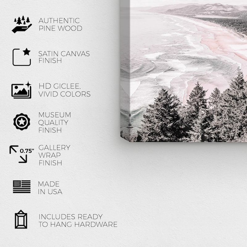 Wynwood Studio Canvas Nautical and Coastal Oregon Tree Shore Muted White and Nautical & Coastal Wall Art Canvas Print