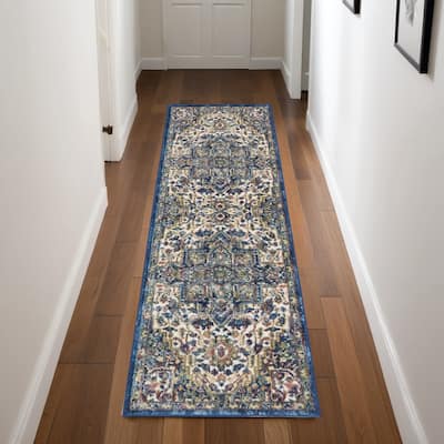 Honid Power Loomed Distressed Abstract Floral Non Skid Area Rug By HomeRoots - 96' X '28' X '0.5