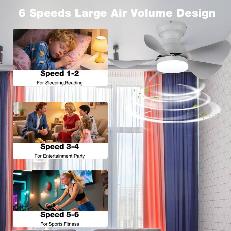 30 in. Modern Indoor Ceiling Fan with Dimmable Light and Remote Control
