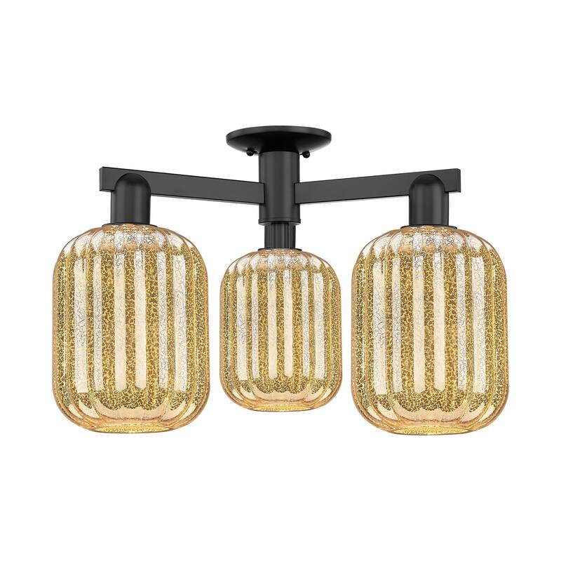 Innovations Lighting Downtown Urban - Preston - 3 Light 24" Jar Shade Semi-Flush Mount