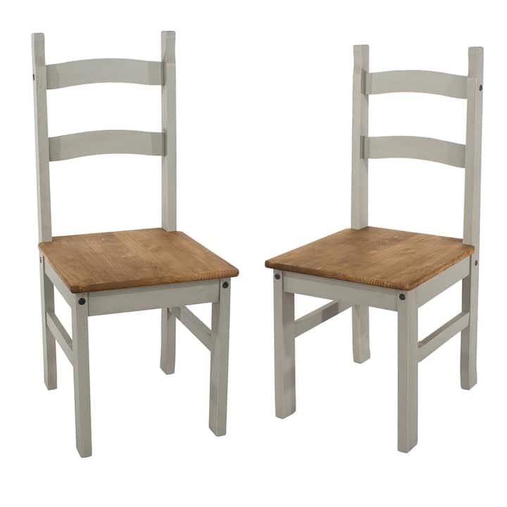 Solid Wood Dining Chairs (Set of 2) Farmhouse - Corona Collection | Furniture Dash - Grey