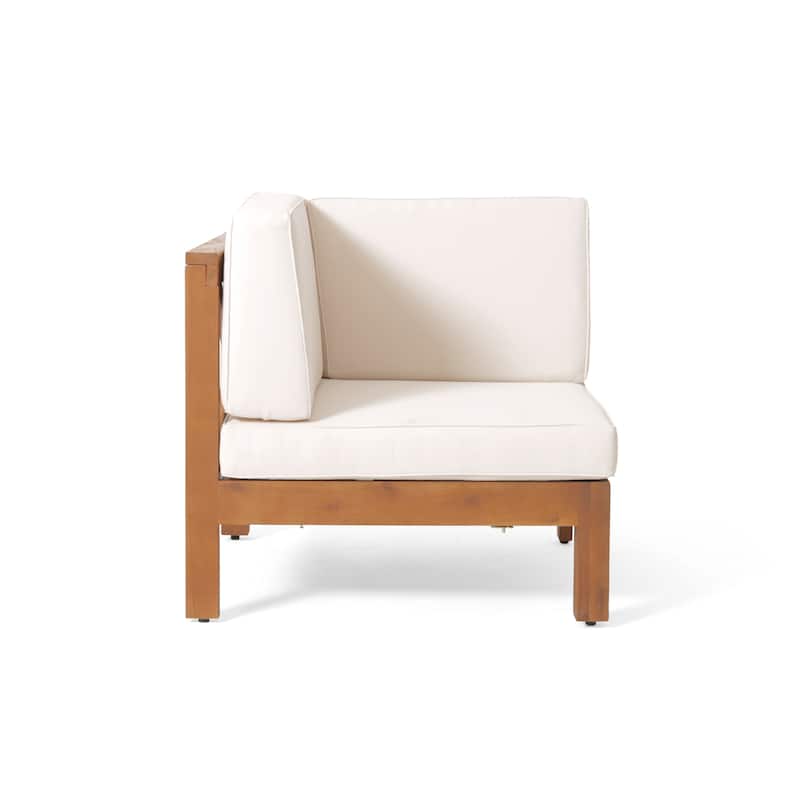 Brava Outdoor 11 Seater Acacia Wood Sectional Sofa and Club Chair Set by Christopher Knight Home