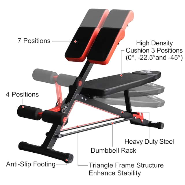 Soozier Adjustable Hyper Extension Multifunction Workout Bench - On ...