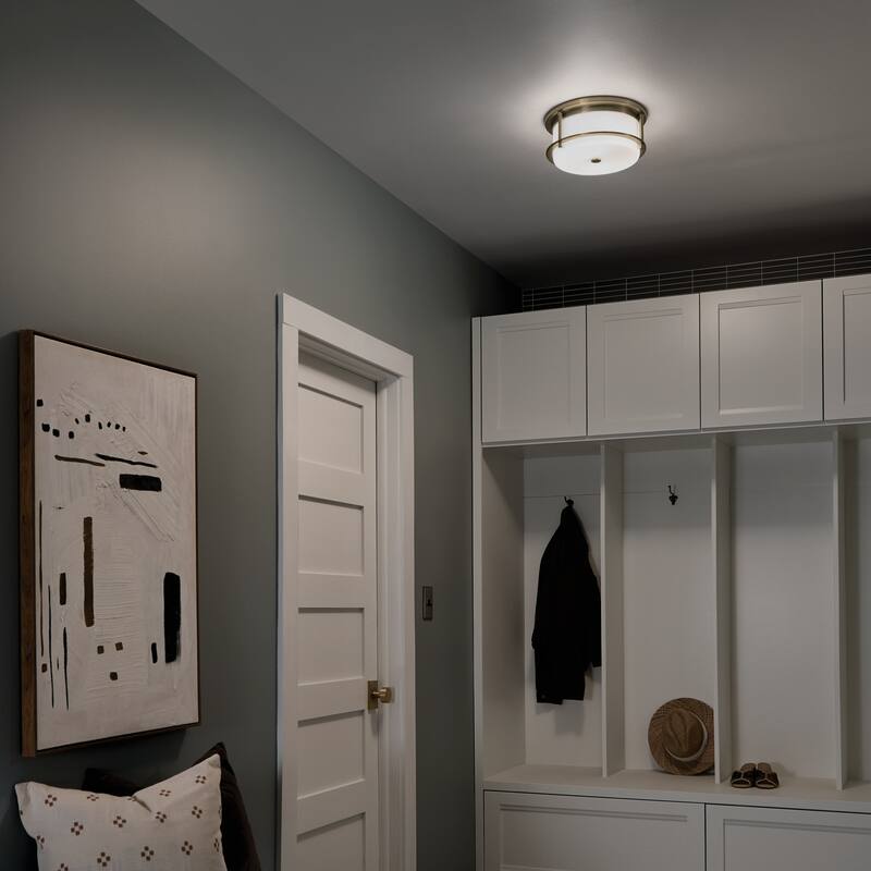 Kichler Lighting Brit 12 in. 2-Light Champagne Bronze Flush Mount Light with Satin Etched Glass