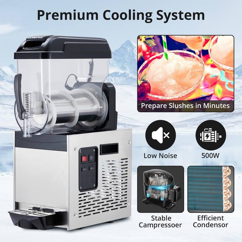 Commercial Slushy Machine, 12L/3.2 Gal, Self-Cleaning, for Margaritas, alcoholic beverages, smoothies, and soft ice cream
