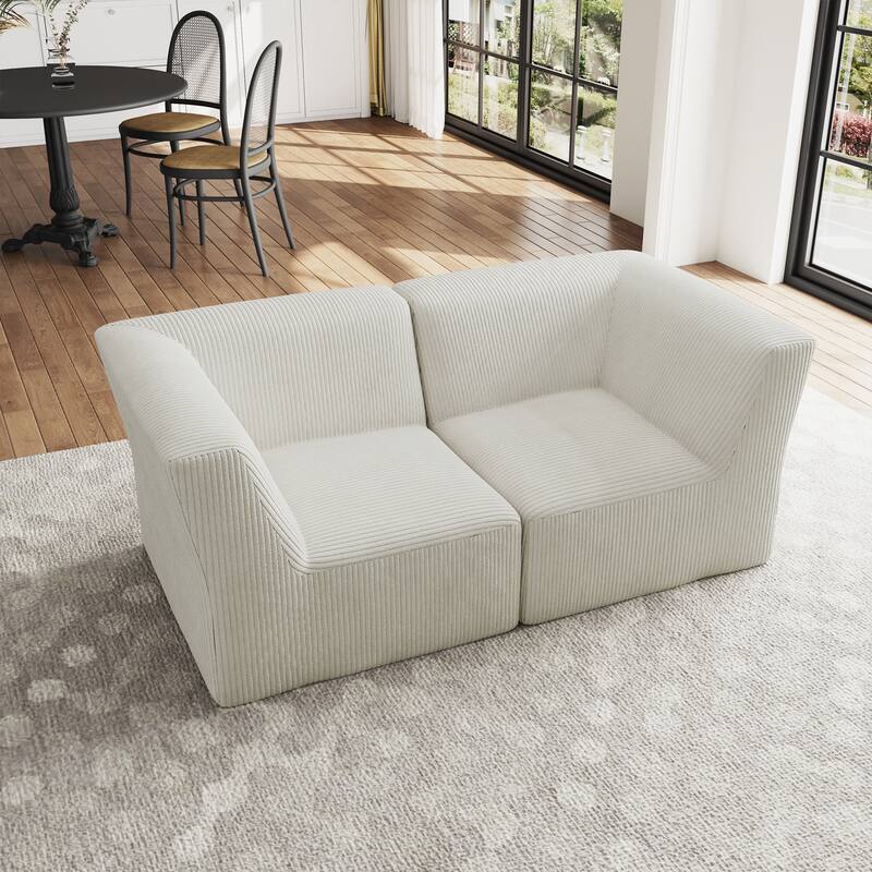 Modern Corduroy Fabric Loveseats Sofa Sectional Sofa