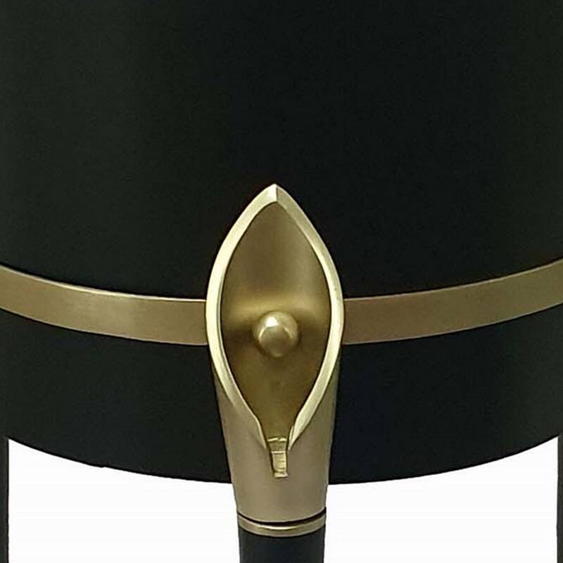 22 Inch Planter on Stand, Lily Design, Modern, Iron Legs, Brass, Black