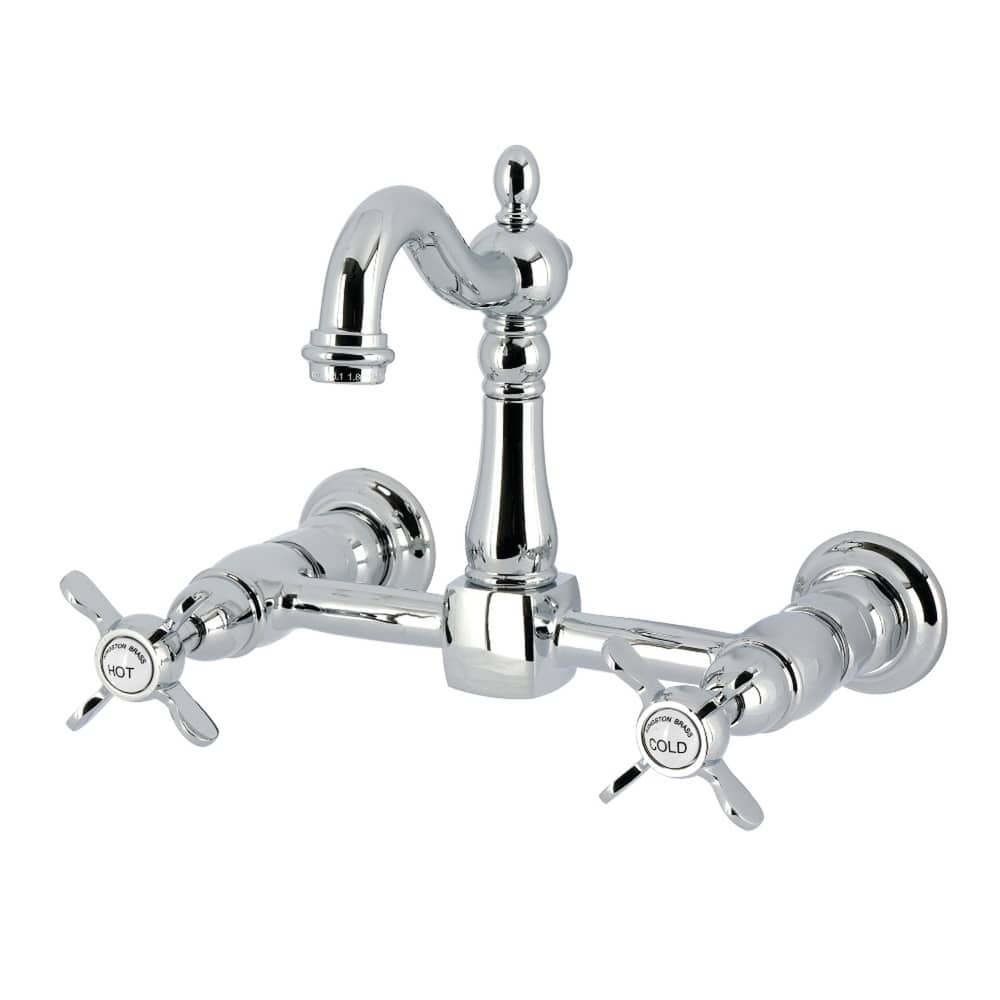 Kingston Brass Essex Double-Handle Wall-Mount Pre-Rinse Bridge Kitchen Faucet