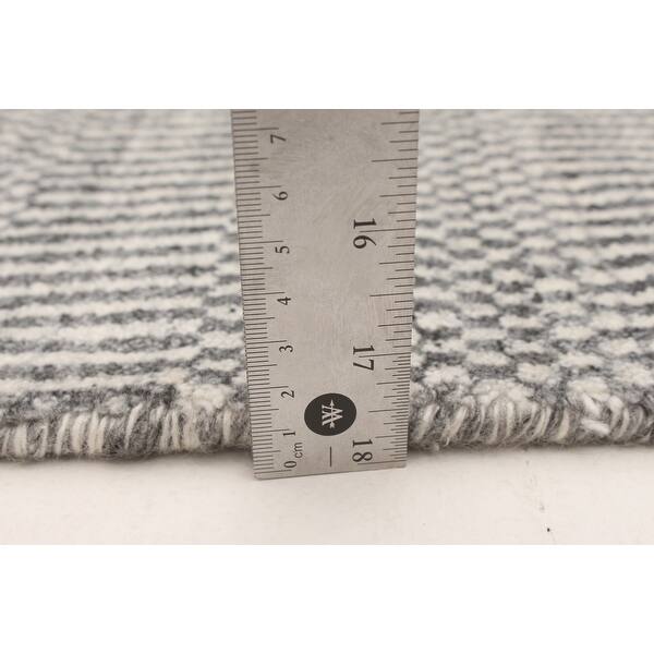 ECARPETGALLERY Hand Loomed Pearl Grey Viscose, Wool Rug 5'5 x 7'8