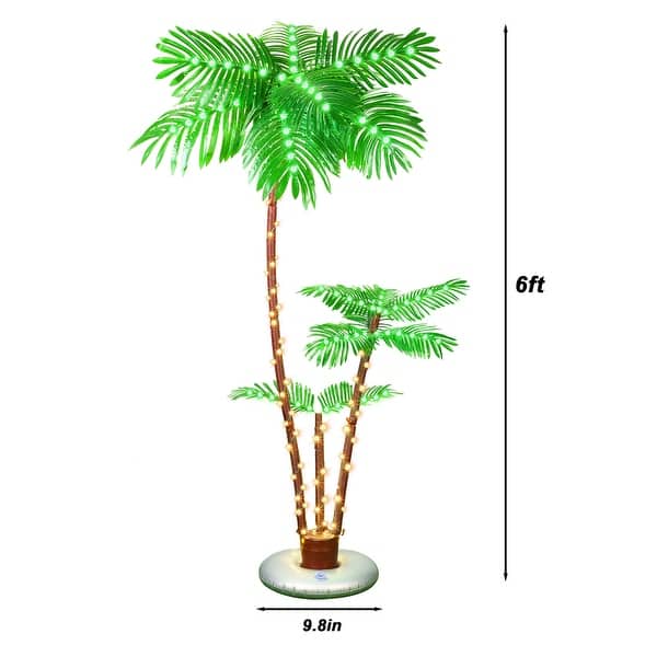 dimension image slide 1 of 3, Lighted Palm Tree for Outside Patio Yard Party Pool