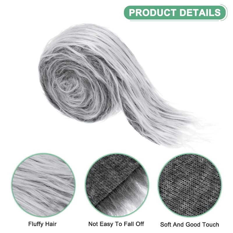 Faux Fur Fabric Precut Strips, for DIY Crafts Christmas - Frost Grey - 59x2 Inch