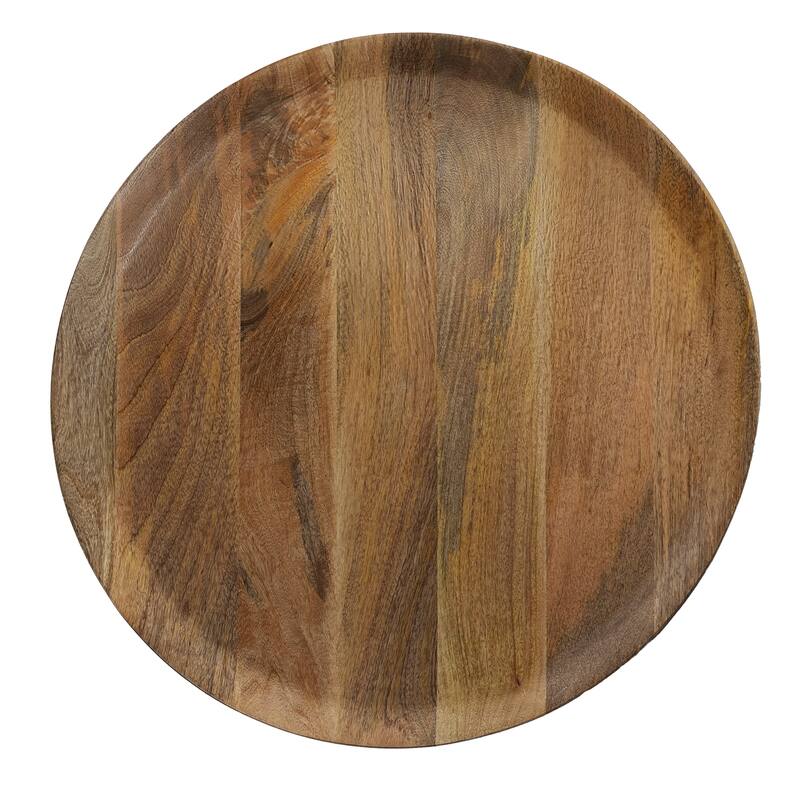 Handcrafted Round Mango Wood Coffee Table with Domed Base & Lipped Edge - Low Profile Centre Table