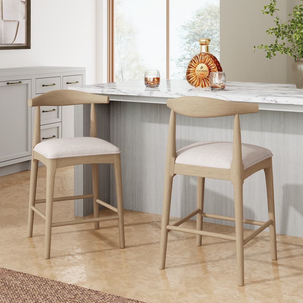Christopher Knight Home - Helen Modern Upholstered Counter Stool Set of 2 with Open Back in Pebble Fabric