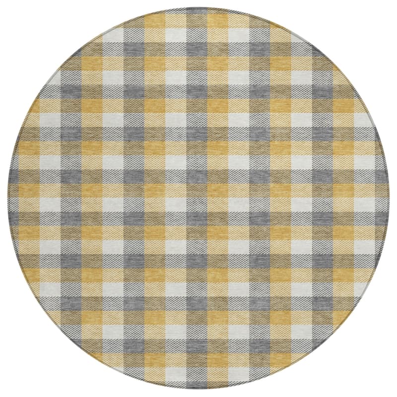 HomeRoots Plaid Transitional Rectangle Outdoor Rug