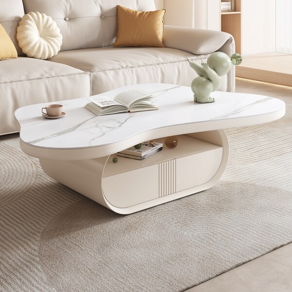 Modern Rectangular Extendable Coffee Table with Drawer Storage - Bed ...