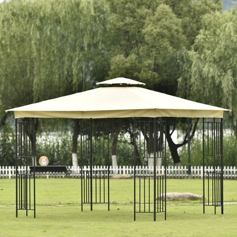 9' X 9' Iron Polyester Soft-Top Outdoor Canopy Patio Gazebo