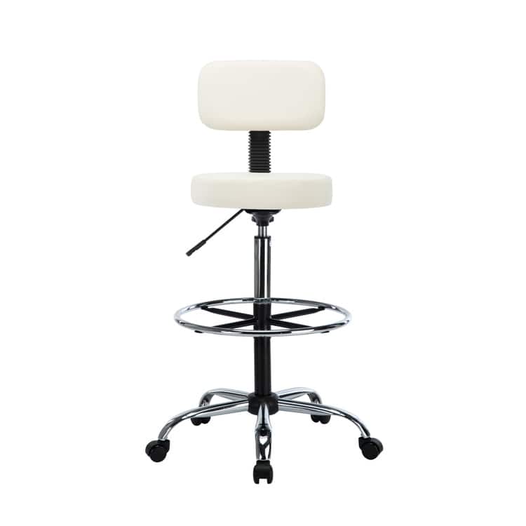 Comfortable Faux Leather Drafting Stool Chair with Adjustable Height Foot Rings - Ideal for Office Studio Craft Room