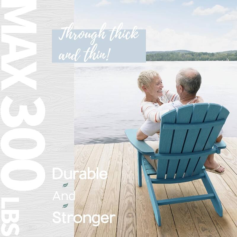 WINSOON All Weather HIPS Outdoor Plastic Adirondack Chairs Set of 2