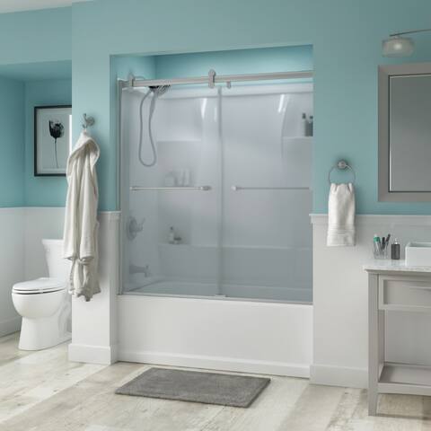 Delta Windemere 60" Wide Sliding Frameless Tub Door with Frosted Glass - Nickel