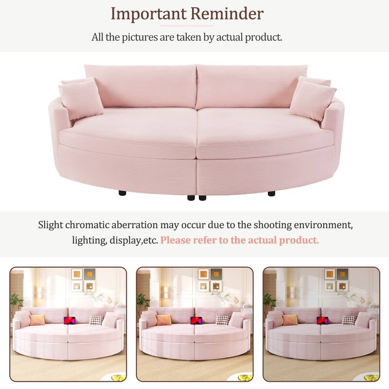102.3" Oversized Double Chaise Lounge Sofa, Corduroy Upholstered Sleeper Sofa Bed 2 Seat Sofa Loveseat with USB Ports