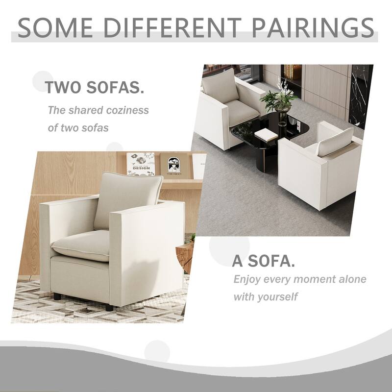 Anmytek Modern Single Sofa Accent Chair Soft Breathable Cushion Comfortable Armchair