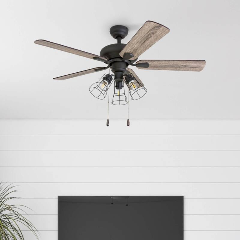 42" Prominence Home Madison County Bronze Industrial Style LED Ceiling Fan with Light, Remote Control - Bronze - Hardwired