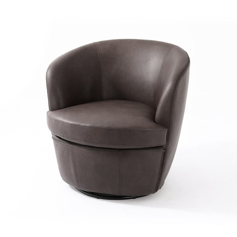 Modern Swivel Leather Accent Chair Upholstered Barrel Chair