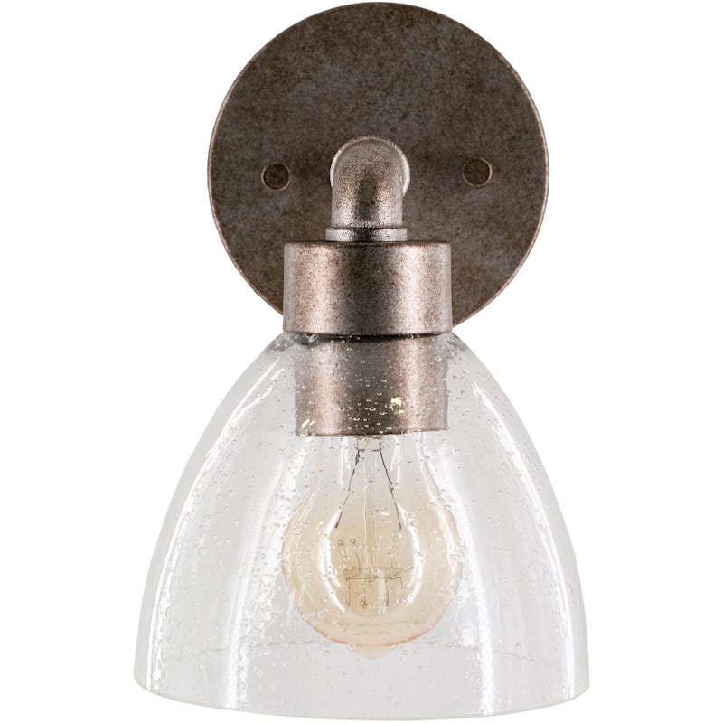 Artistic Weavers Lillith Pewter & Seeded Glass Wall Sconce - 9"H x 5.875"W x 6.75"D