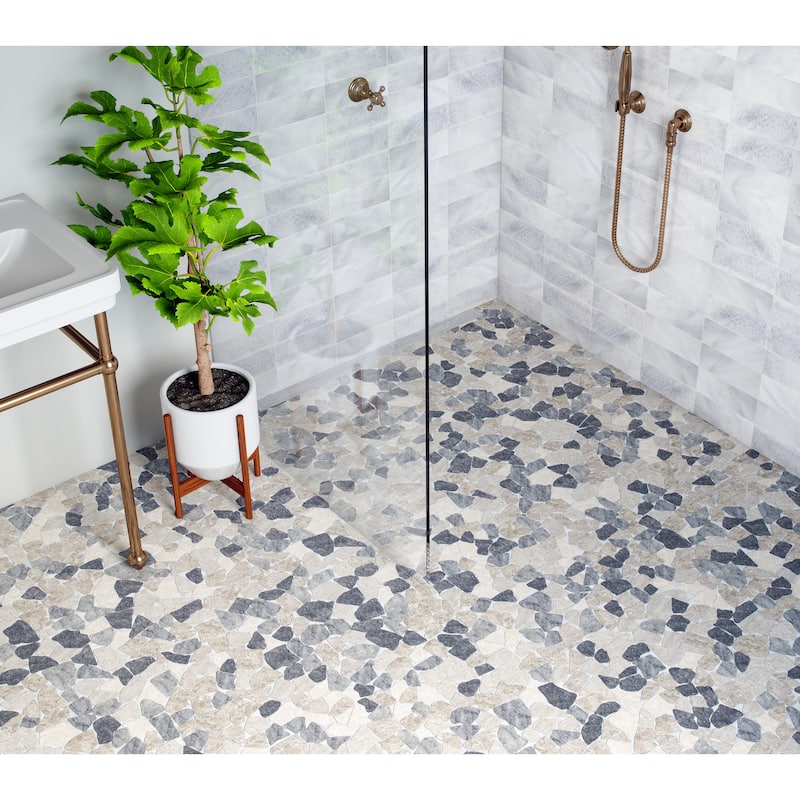 Fit Mosaic 11 in. x 11 in. Marble Mesh-Mounted Mosaic Wall and Floor Tile