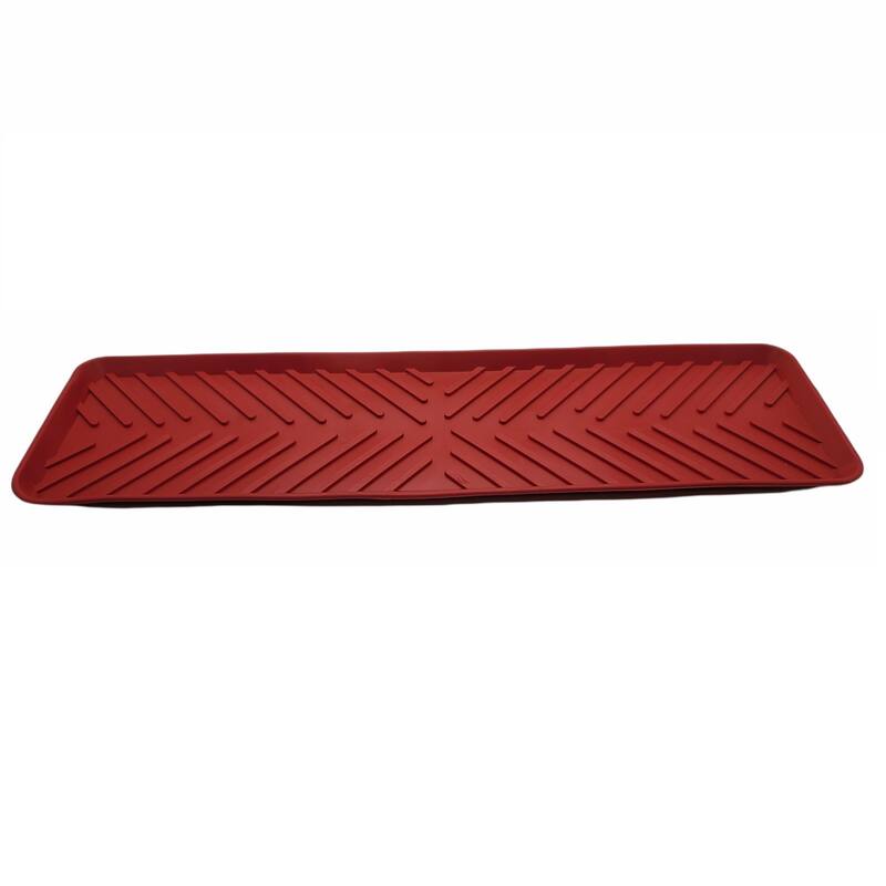 Handy Housewares 15" x 4" Narrow Ribbed Rubber Dish Drying Mat, Great on Your Kitchen Counter for Drying Stemware, Mugs - Red