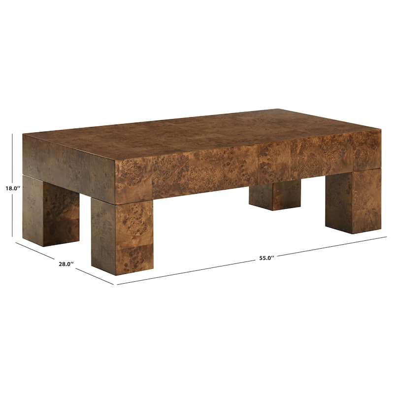 SAFAVIEH Couture Betharose Burl Wood Coffee Table - 55"W x 28"D x 18"H