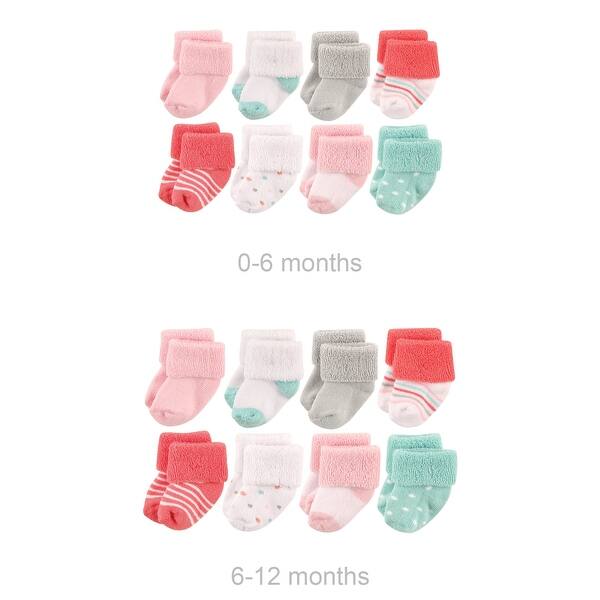 slide 1 of 1, Luvable Friends Infant Girl Grow with Me Cotton Terry Socks, Coral Dot, 0-6 and 6-12 Months - Coral Dot Coral Dot - 0-6 and 6-12 Months
