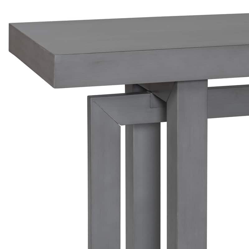 Modern Console Table Sofa Table with Concrete Top, 59'' Long Accent Entryway Table