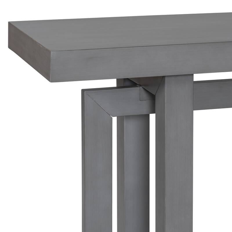 Modern Entryway Console Table with Industrial-inspired Concrete Wood Top, Hallway Foyer Sofa Long Table Entryway Table