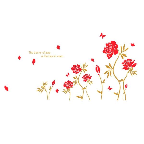 Shop Wedding Room Decor Red Diy Removable Pvc Peony Flowers Wall Sticker Decal 69 X 38 On Sale Overstock 28888388