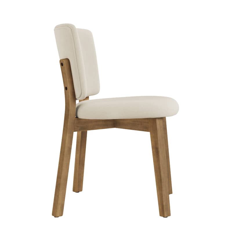 Fabric Upholstered Dining Chairs Set of 2/4 with Wooden Legs, Modern Kitchen Dining Chairs with Back, Walnut Flaxen