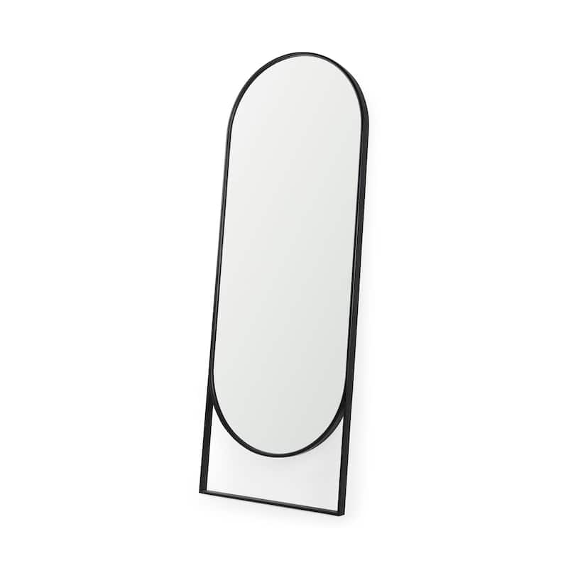 Sadie Antique Gold Rounded Arch Floor Mirror - 28" x 78" - 28.0L x 2.0W x 78.0H - Black