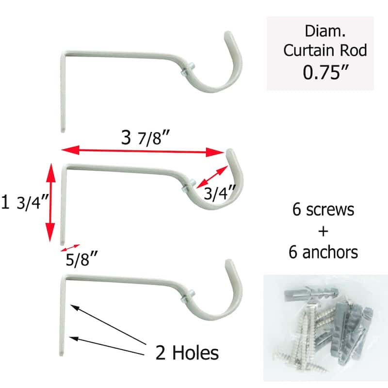 Adjustable Single Curtain Rod 50"-82" with Spiral Finials and Brackets, Available in Taupe, Gray, or Black
