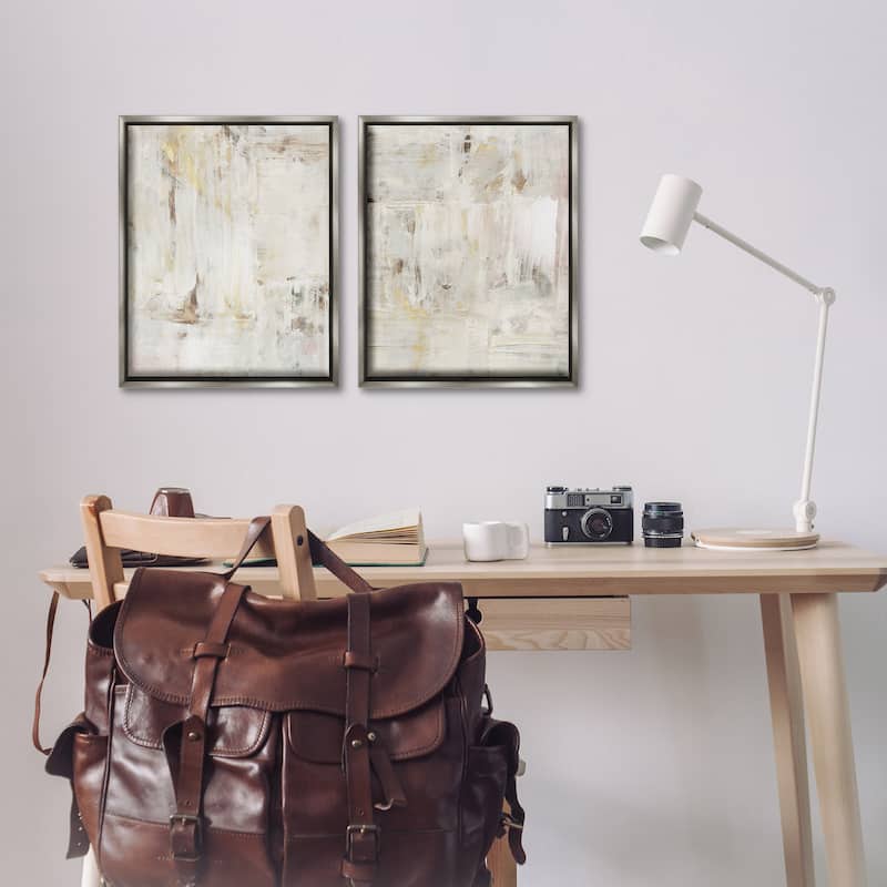 Stupell Contemporary Muted Abstracts Framed Floater Canvas Wall Art Design By Victoria Barnes (Set of 2)