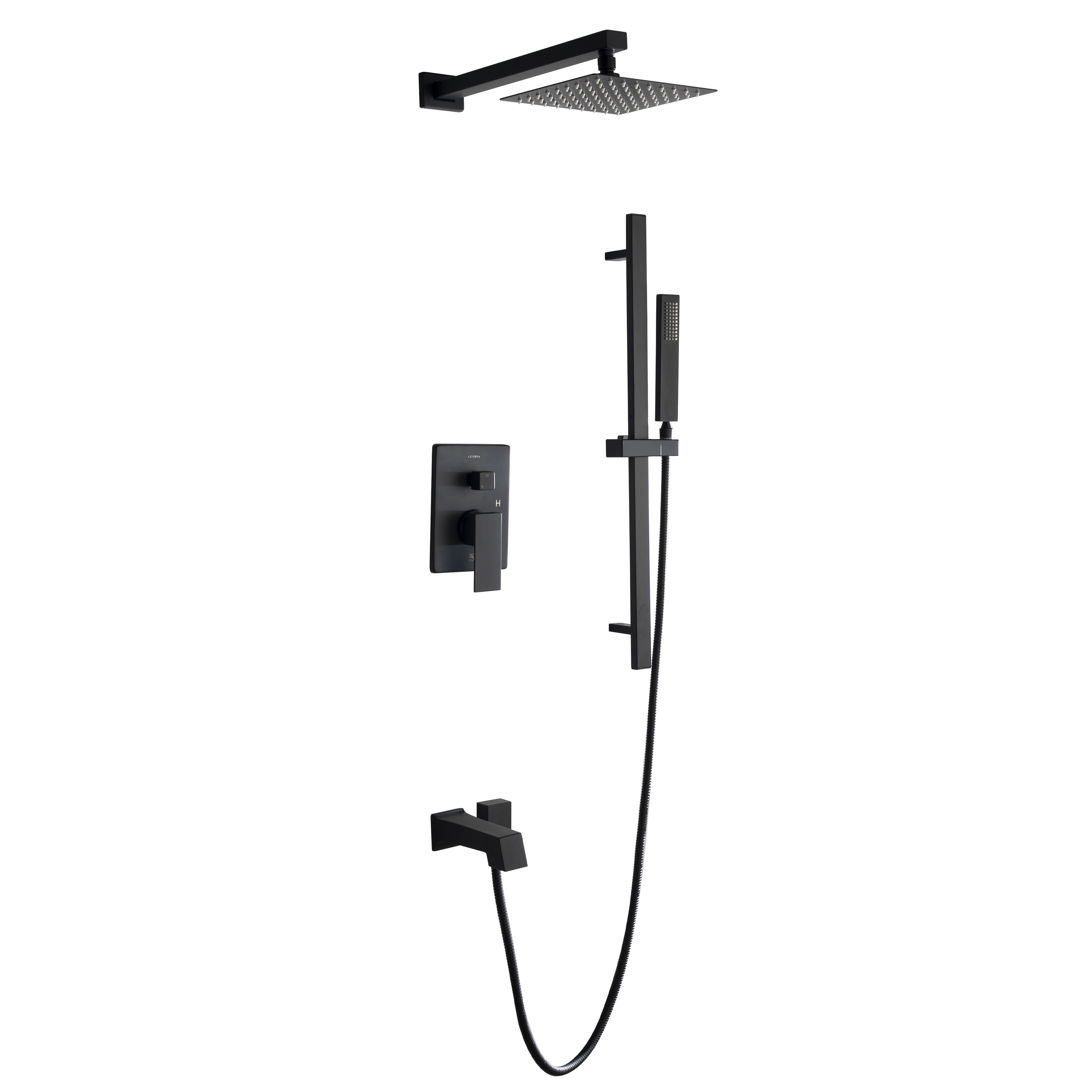 Cero 1-Spray Tub and Shower Faucet Combo with Square Showerhead and Handheld Shower Wand in Chrome
