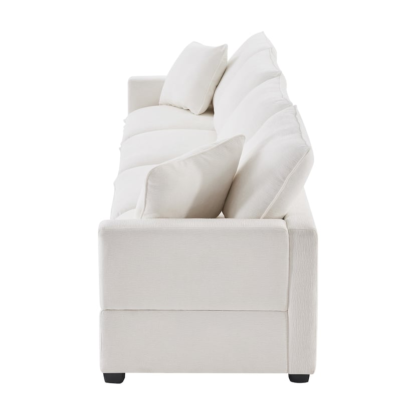 84" Modular Chenille 4-Seat Sectional Sofa Set with Removable Cushions and 2 Pillows, Perfect for Small Spaces